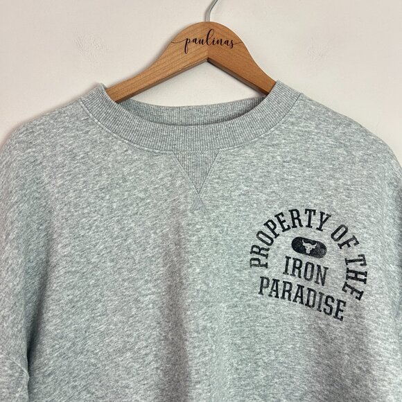 Under Armour Sweatshirt Womens Large Gray Iron Paradise Rock Loose Fit Fleece L - Picture 2 of 8